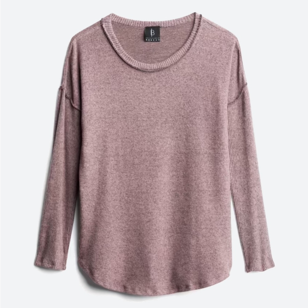 Bobeau Bartie Hacci Ribbed Sleeve Knit Top